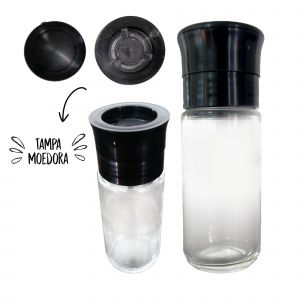 Kit Potes De Vidro 100ml 7 Peças Temperos AMARE Tampa Flip Top / Moedora