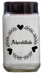 POTE DE VIDRO PARA ACHOCOLATADO 800ML COM TAMPA AMARE