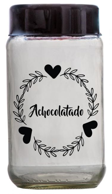 POTE DE VIDRO PARA ACHOCOLATADO 800ML COM TAMPA AMARE