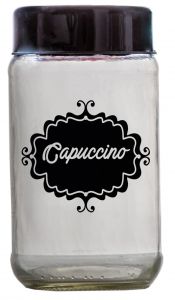 POTE DE VIDRO PARA CAPUCCINO 800ML COM TAMPA BLACK