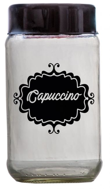 POTE DE VIDRO PARA CAPUCCINO 800ML COM TAMPA BLACK