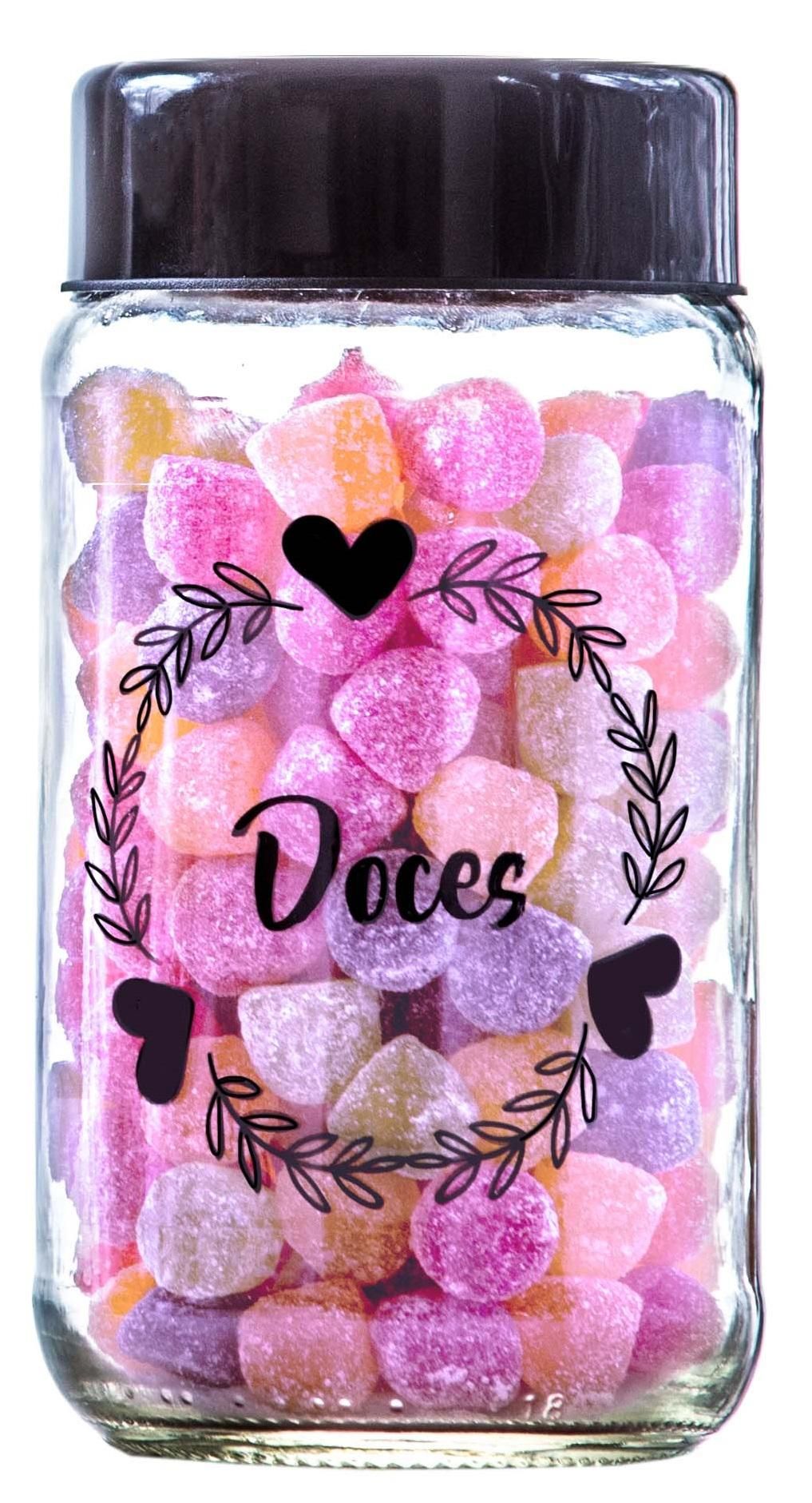 POTE DE VIDRO PARA DOCES 800ML COM TAMPA AMARE