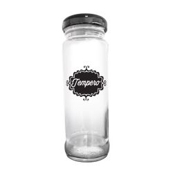 POTE DE VIDRO PARA TEMPERO 100ML COM TAMPA METÁLICA BLACK
