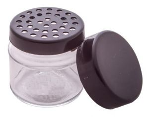 POTE DE VIDRO PARA TEMPERO 150ML TAMPA DUPLA POLVILHAR AMARE